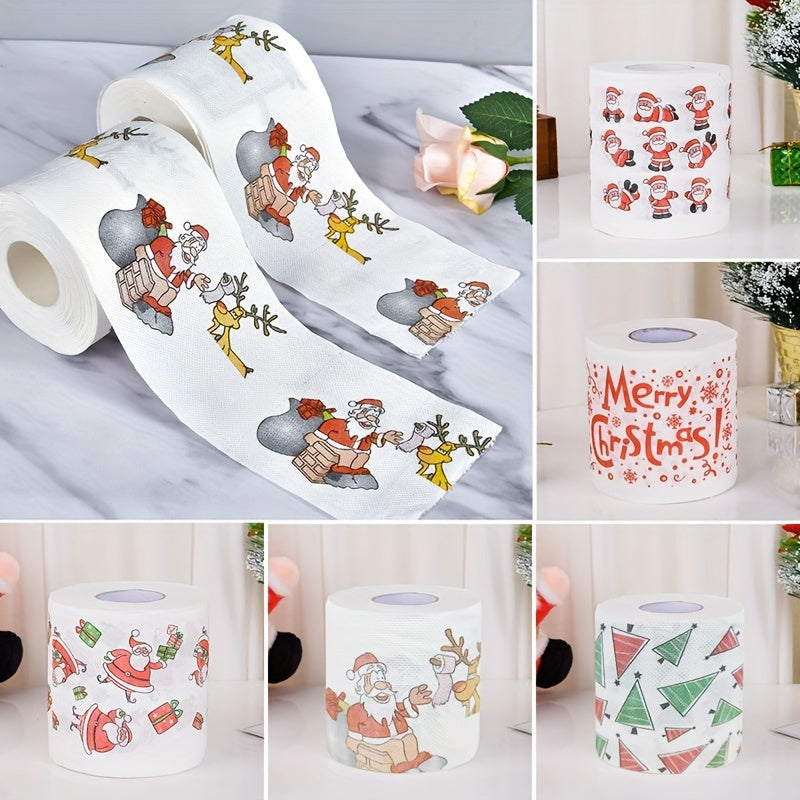 Festive Christmas Toilet Paper Roll: 10x10cm Santa Printed Tissue, Merry Christmas Home Decoration, Suitable for Christmas and New Year Parties