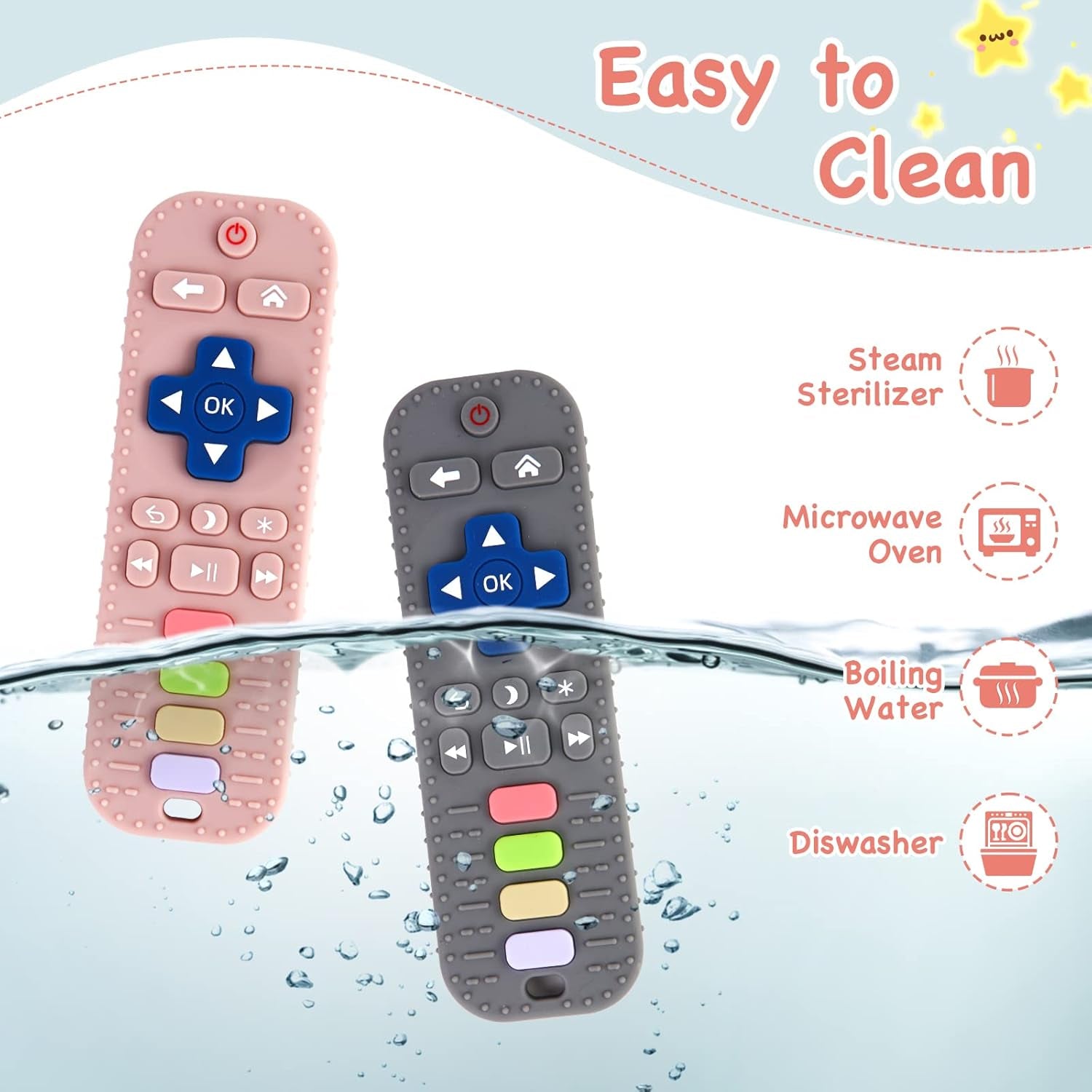 2 Pack Silicone Teething Toys for Babies 0-6 Months, Teethers for Babies 6-12 Months, Remote Teether for Baby, Sensory Toys for Babies, Baby Chew Toys, Toddler Infant Newborn Baby Girl Boy - YourGiftIdeasUK