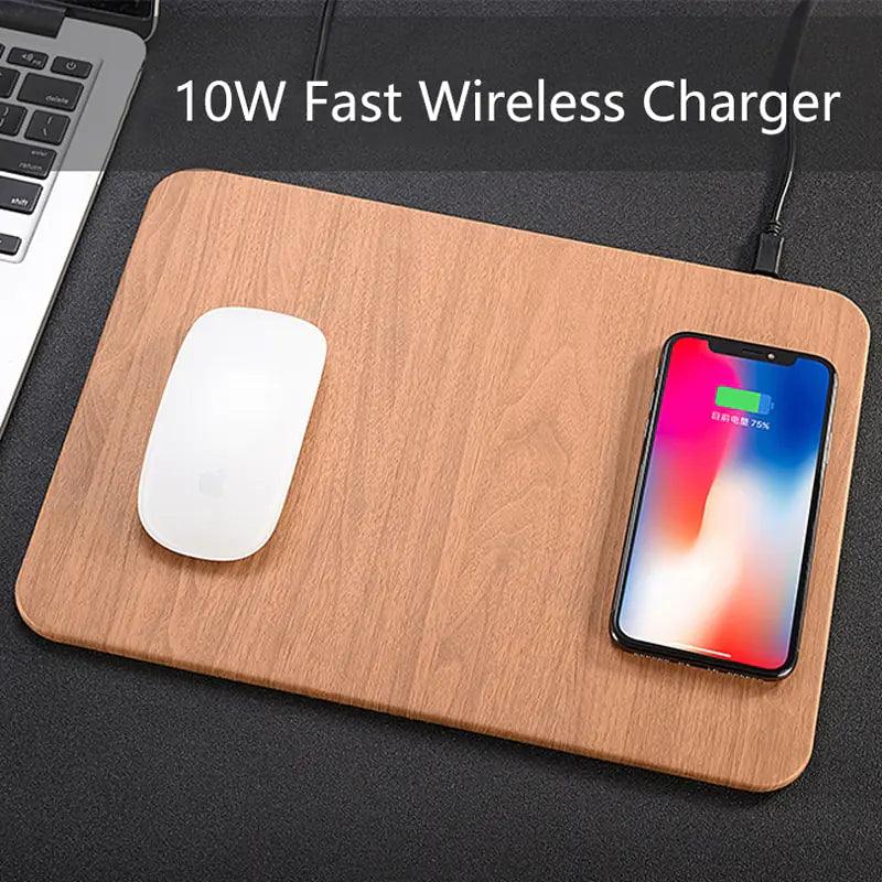 Leather Wood Wireless Charging Mouse Pad - Your Gift Ideas