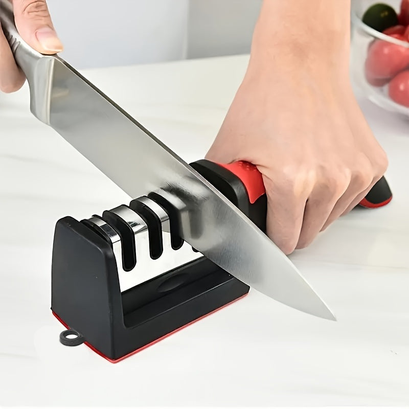 Professional 4-Stage Knife Sharpener - Tungsten Steel, Diamond & Ceramic Sharpening Stones for Kitchen Knives