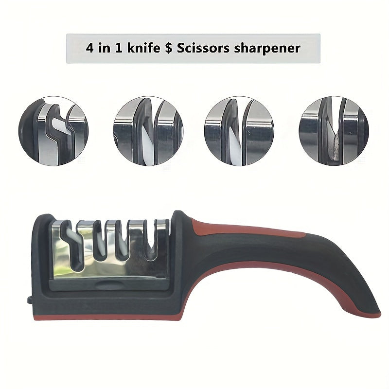 Professional 4-Stage Knife Sharpener - Tungsten Steel, Diamond & Ceramic Sharpening Stones for Kitchen Knives