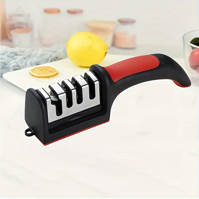 Professional 4-Stage Knife Sharpener - Tungsten Steel, Diamond & Ceramic Sharpening Stones for Kitchen Knives