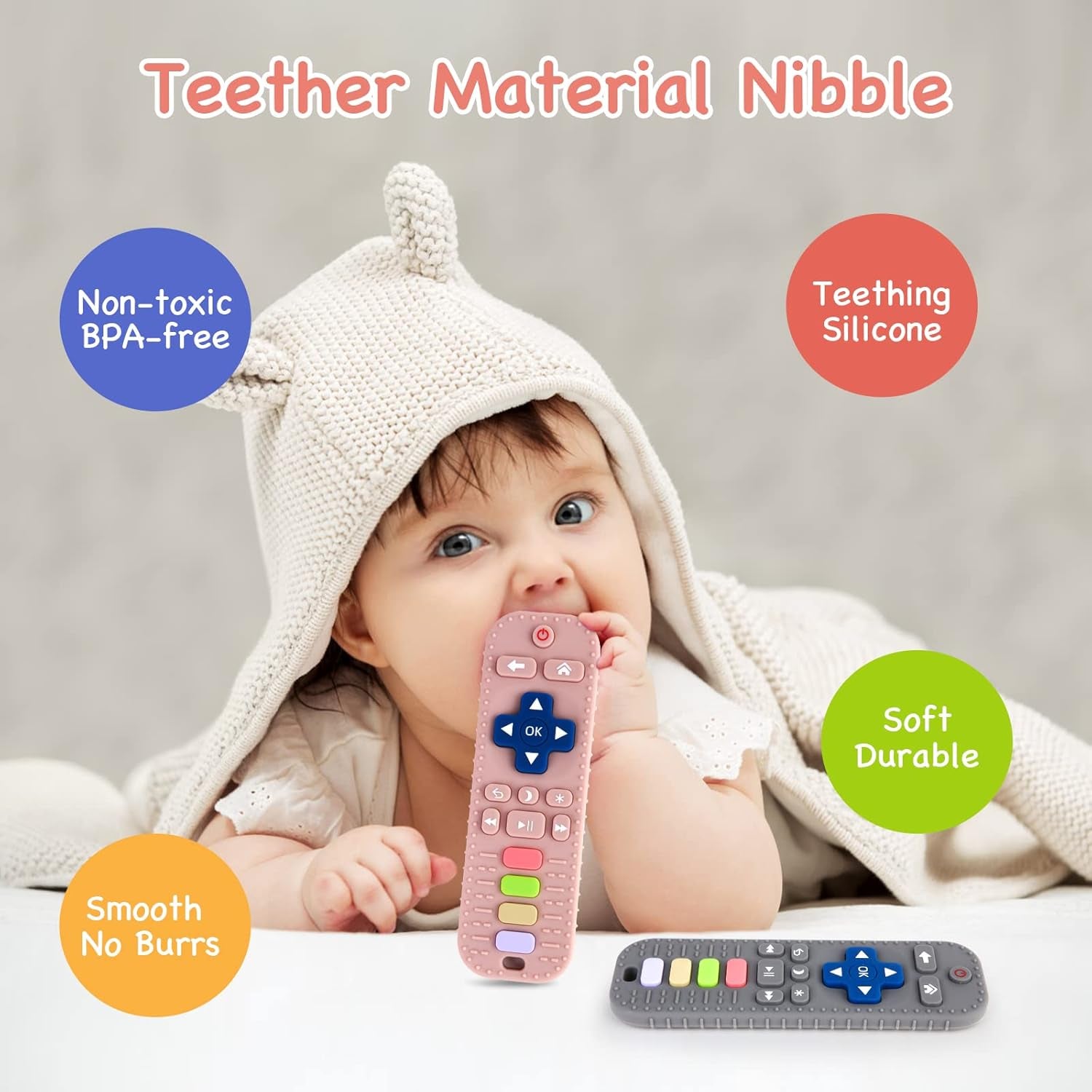 2 Pack Silicone Teething Toys for Babies 0-6 Months, Teethers for Babies 6-12 Months, Remote Teether for Baby, Sensory Toys for Babies, Baby Chew Toys, Toddler Infant Newborn Baby Girl Boy - YourGiftIdeasUK