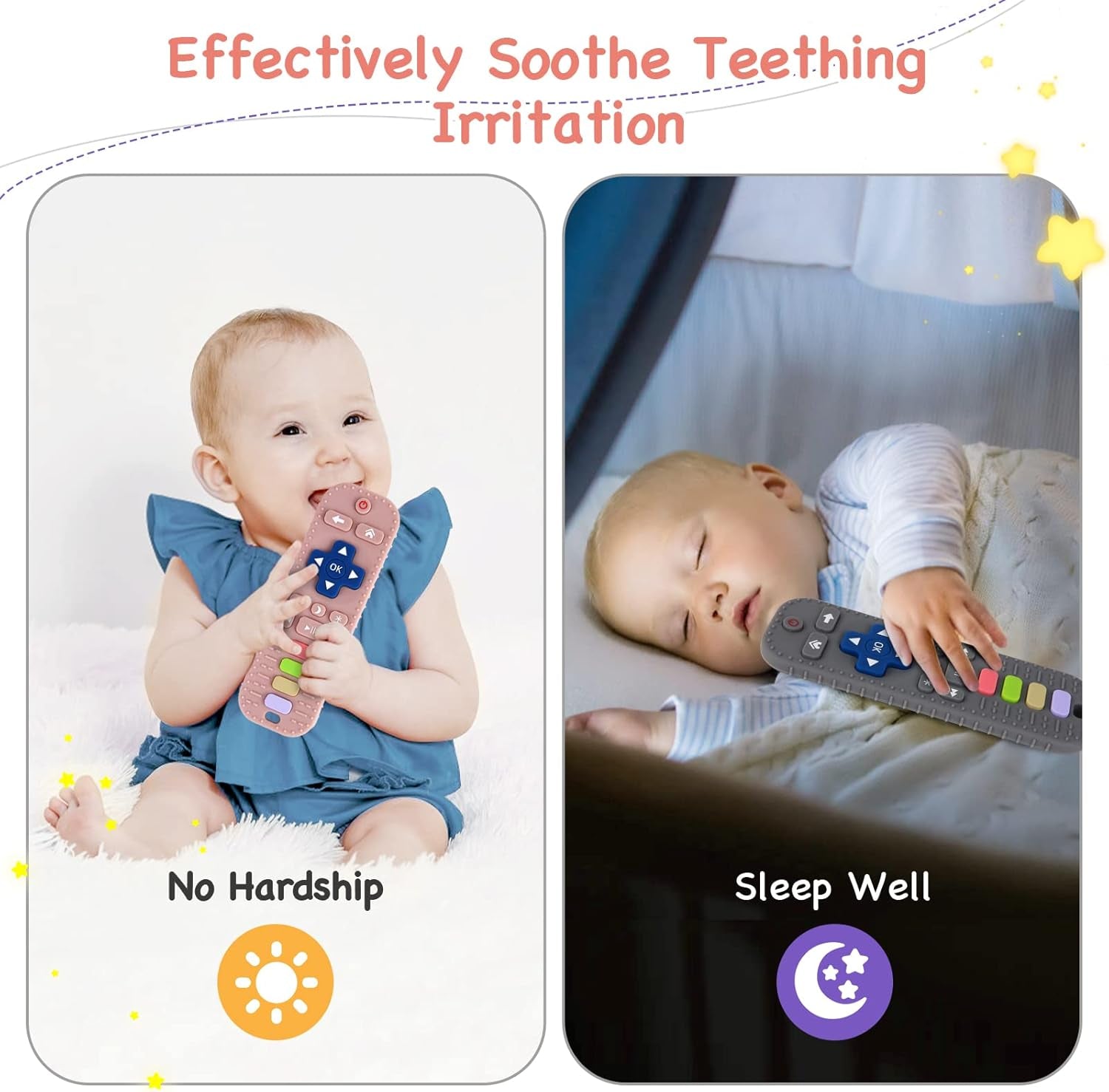 2 Pack Silicone Teething Toys for Babies 0-6 Months, Teethers for Babies 6-12 Months, Remote Teether for Baby, Sensory Toys for Babies, Baby Chew Toys, Toddler Infant Newborn Baby Girl Boy - YourGiftIdeasUK