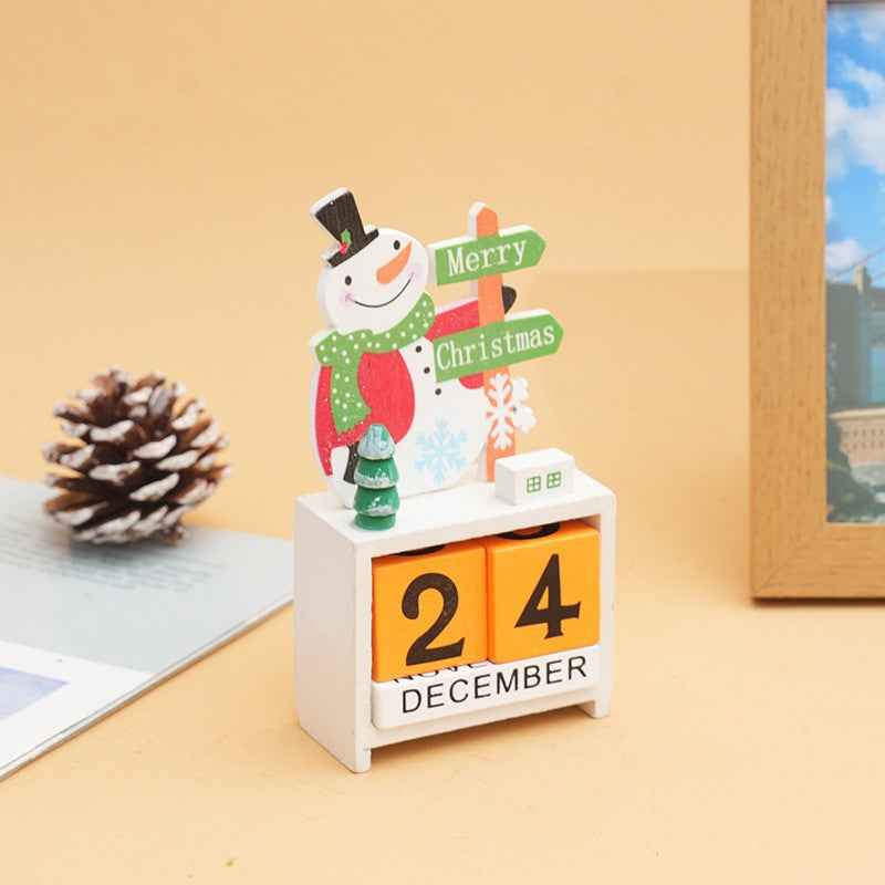 Wooden Christmas Calendar Ornament Desktop Decoration