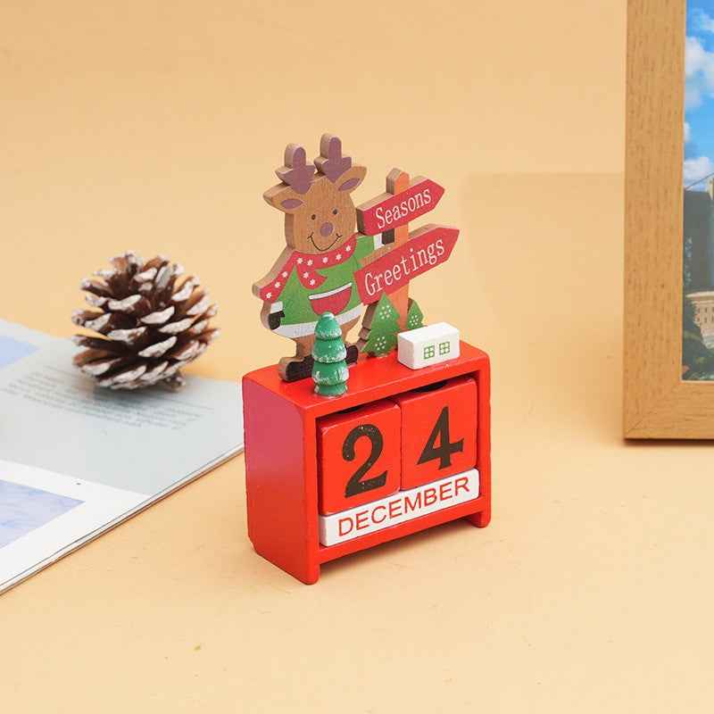 Wooden Christmas Calendar Ornament Desktop Decoration