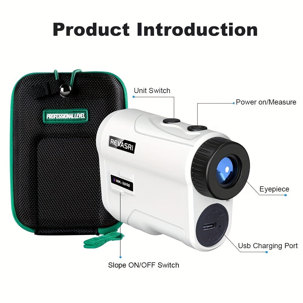 REVASRI Golf Rangefinder With Slope And Pin Lock Vibration, External Slope Switch For Golf Tournament Legal, Rangefinders With Rechargeable Battery 1000YDS Laser Range Finder