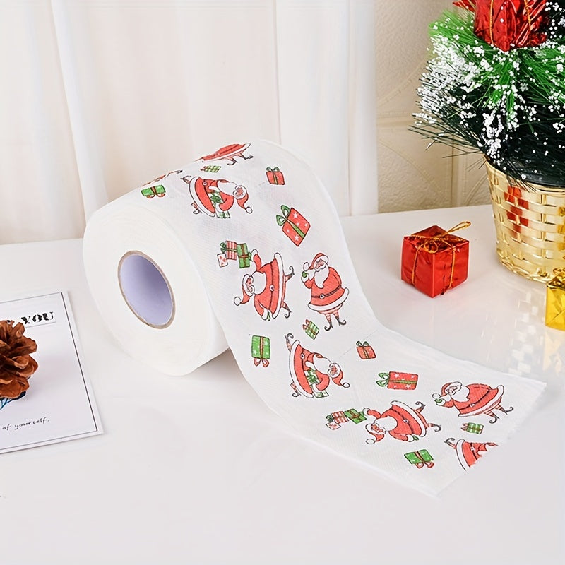 Festive Christmas Toilet Paper Roll: 10x10cm Santa Printed Tissue, Merry Christmas Home Decoration, Suitable for Christmas and New Year Parties