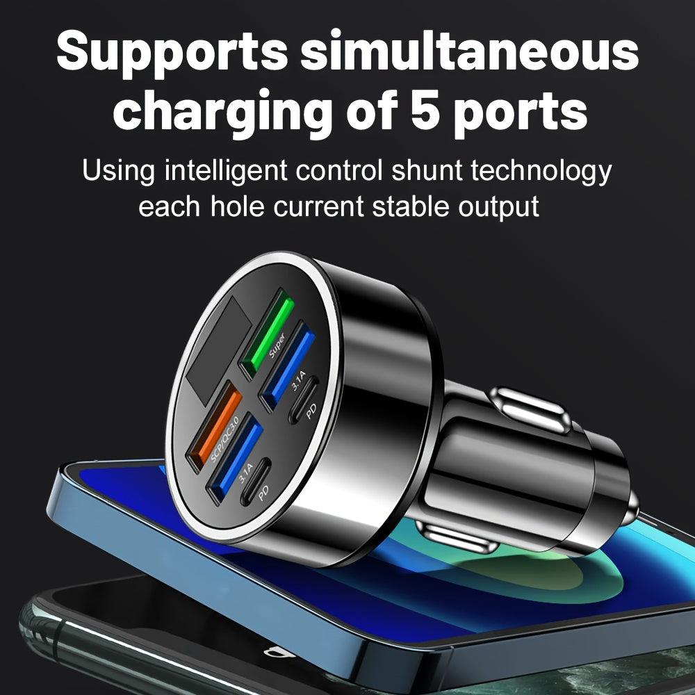 Nuokaiqi Multifunctional Super Fast Charger Car Charger One Pull Six Charging Digital Display Pressure Test Mobile Phone Charging Conversion Plug 12-24V Universal for Cars and Trucks - Your Gift Ideas