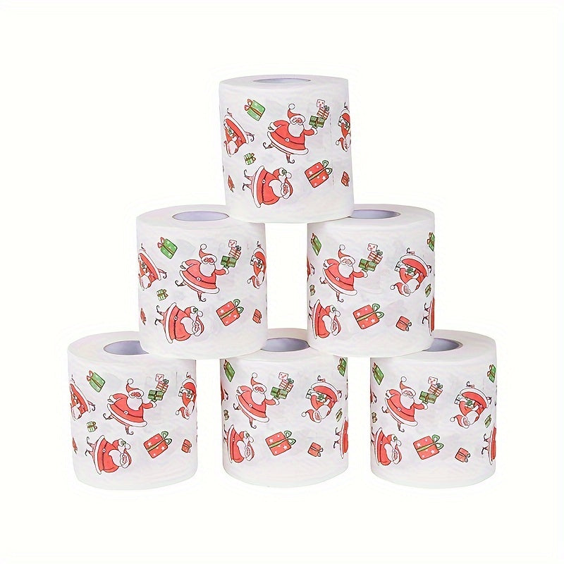 Festive Christmas Toilet Paper Roll: 10x10cm Santa Printed Tissue, Merry Christmas Home Decoration, Suitable for Christmas and New Year Parties