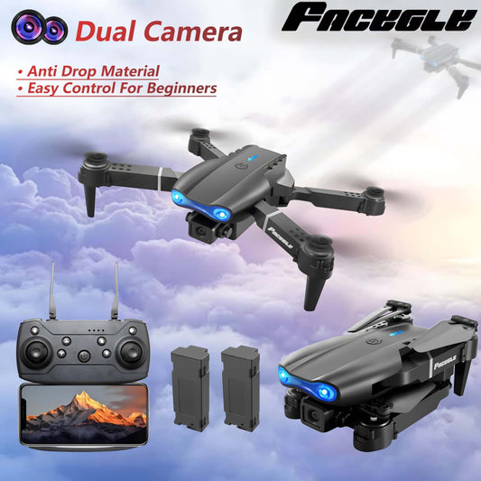 FACEGLE E99 Dual Camera Drone with Dual Batteries - WiFi Enabled, Foldable Remote Control, Perfect for Beginners & Gifts, Indoor/Outdoor Use