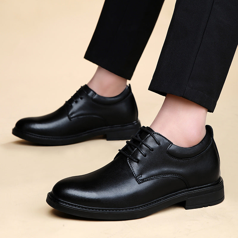 Men's and women's business leather shoes gentleman dress casual shoes spring low top leather English thick soled single shoes