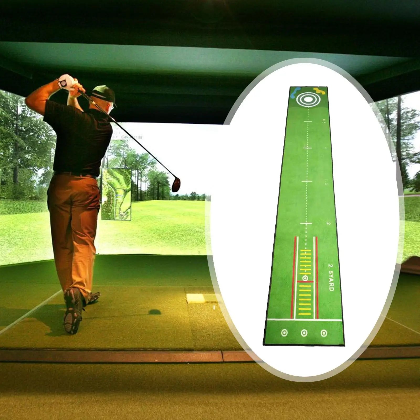 Golf Putting Mat Gift for Golfer Golfing Accessory Lightweight Portable Improve Putting Accuracy Training Aid for Park Lawn Home