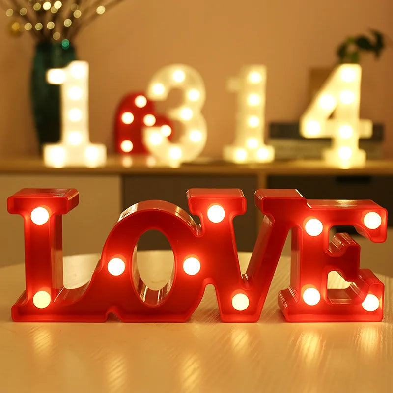 Alphabet Letter LED Lights Luminous Number Lamp Battery Warm Night Light for home Wedding Birthday Christmas party Decoration