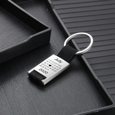JewelOra Personalized Photo Calendar Keychains for Men Custom Stainless Steel Engrave Date Keyring Gift for Boyfriend/ Father - Your Gift Ideas