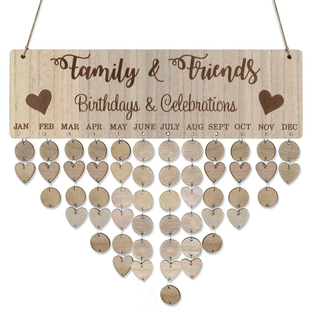 DIY Chritsmas Birthday Special Days Reminder Board Home Hanging Decor Wooden Calendar Sign Planner Board Hanging Ornament - YourGiftIdeasUK