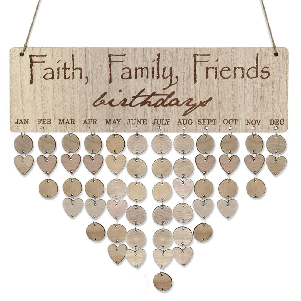 DIY Chritsmas Birthday Special Days Reminder Board Home Hanging Decor Wooden Calendar Sign Planner Board Hanging Ornament - YourGiftIdeasUK