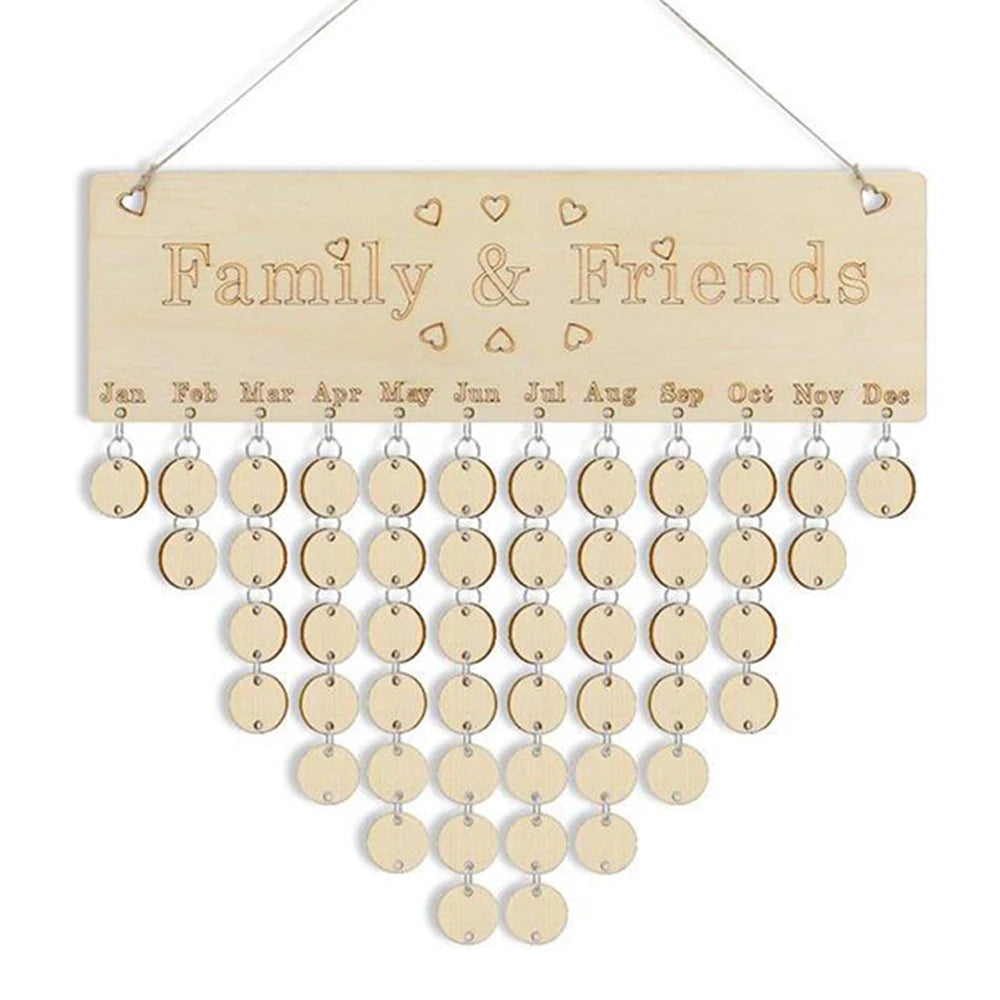 DIY Chritsmas Birthday Special Days Reminder Board Home Hanging Decor Wooden Calendar Sign Planner Board Hanging Ornament - YourGiftIdeasUK