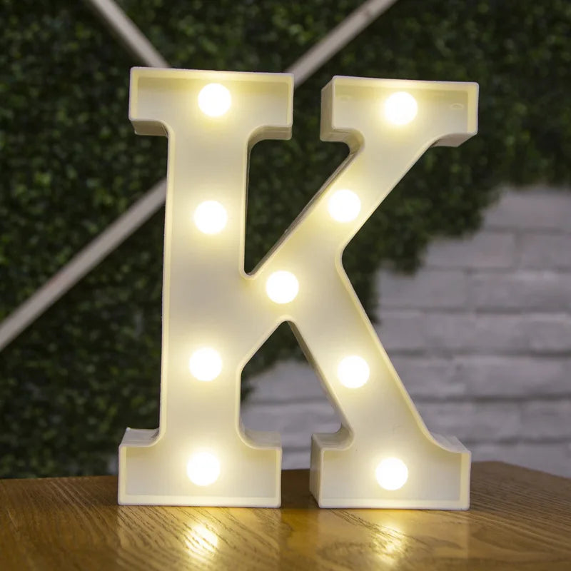 Alphabet Letter LED Lights Luminous Number Lamp Battery Warm Night Light for home Wedding Birthday Christmas party Decoration