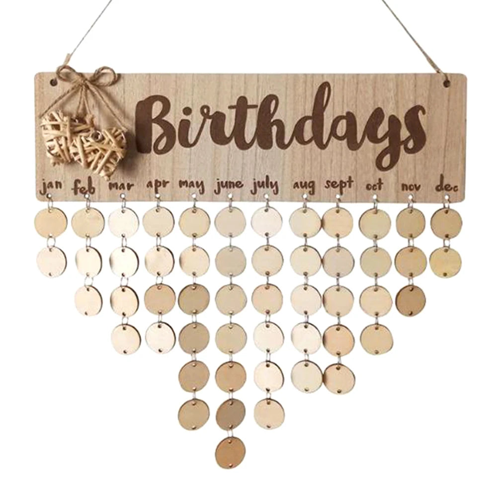 DIY Chritsmas Birthday Special Days Reminder Board Home Hanging Decor Wooden Calendar Sign Planner Board Hanging Ornament - YourGiftIdeasUK