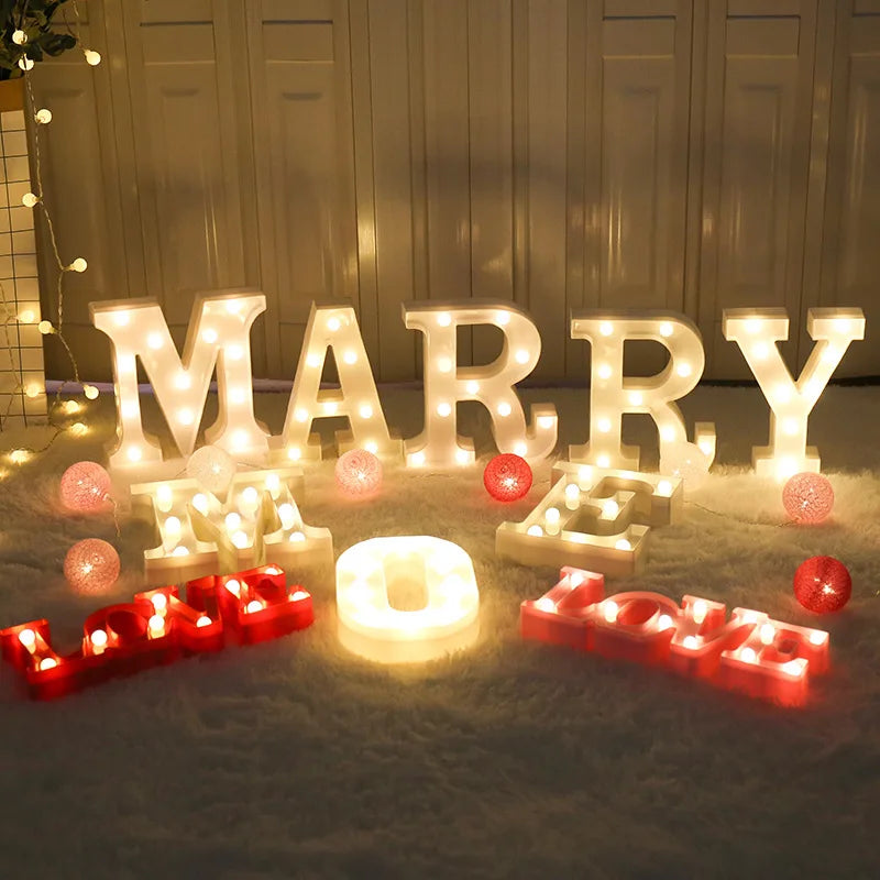 Alphabet Letter LED Lights Luminous Number Lamp Battery Warm Night Light for home Wedding Birthday Christmas party Decoration