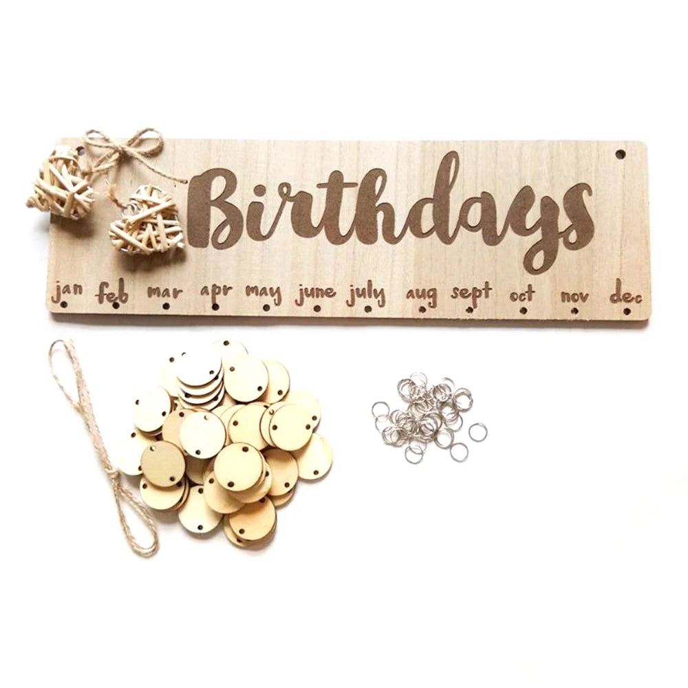 DIY Chritsmas Birthday Special Days Reminder Board Home Hanging Decor Wooden Calendar Sign Planner Board Hanging Ornament - YourGiftIdeasUK