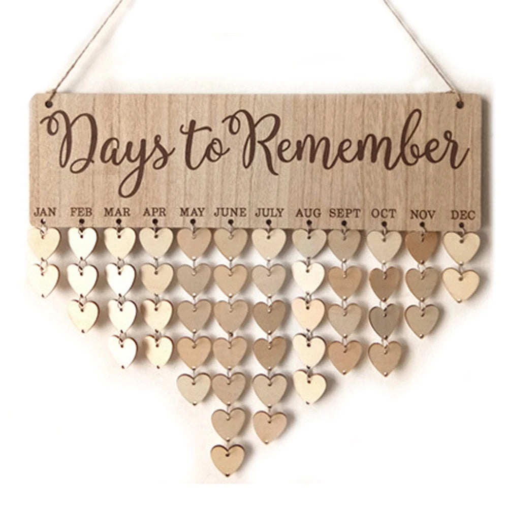 DIY Chritsmas Birthday Special Days Reminder Board Home Hanging Decor Wooden Calendar Sign Planner Board Hanging Ornament - YourGiftIdeasUK