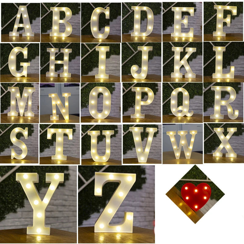 Alphabet Letter LED Lights Luminous Number Lamp Battery Warm Night Light for home Wedding Birthday Christmas party Decoration