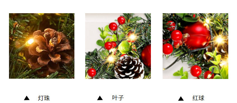 Elegant Red Christmas Wreath LED PVC Red Fruit Christmas Wreath Window Door Wall Ornament Decorations Home Halloween Decor Gifts - YourGiftIdeasUK