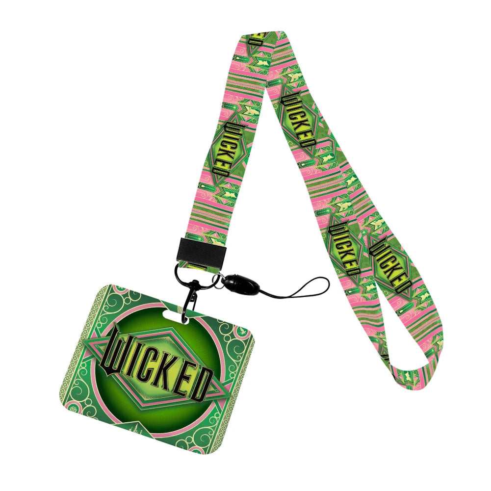 Wicked Glinda and Elphaba Women Lanyards ID Badge Holder Strap Work Card Bus Access Card Holder Keychains Accessories - YourGiftIdeasUK