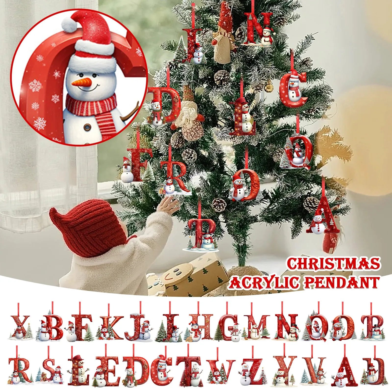 New Christmas Tree Decoration 2D Letter Pendant Acrylic 26 Letter Pendant Hanging Christmas Tree Ornament Accessories navidad - YourGiftIdeasUK