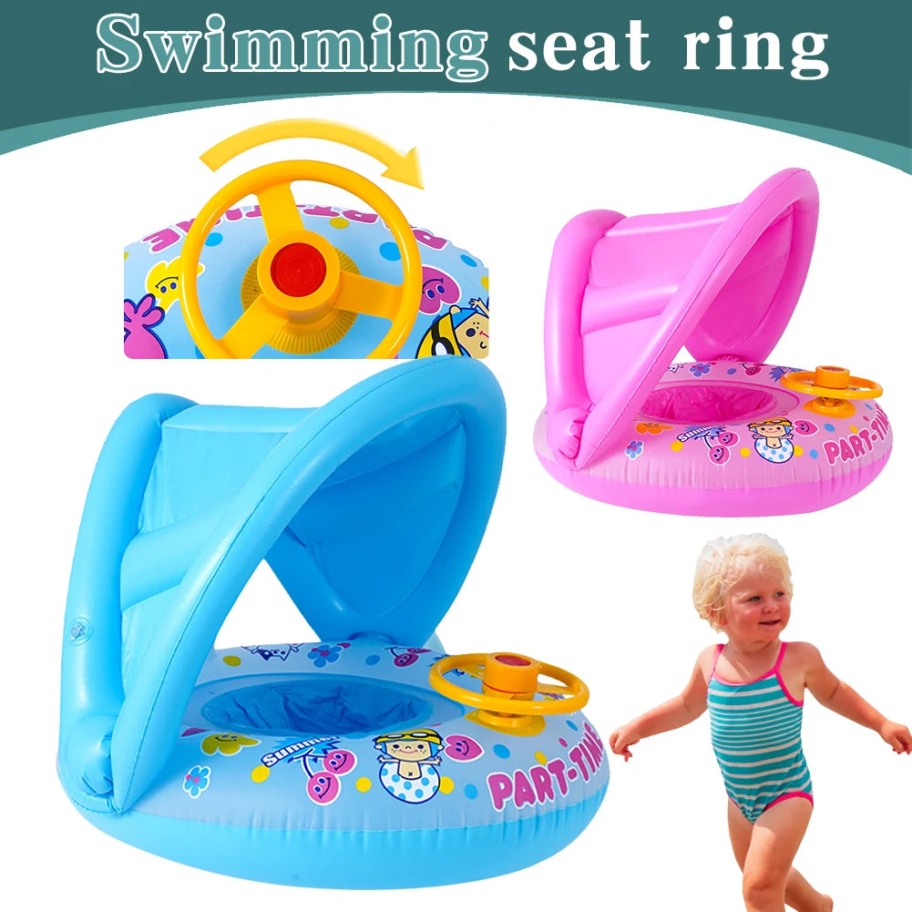 Baby Inflatable Swimming Rings Seat for Kids Children Floating Sunshade Swim Circle Pool Bathtub Beach Summer Water Toys