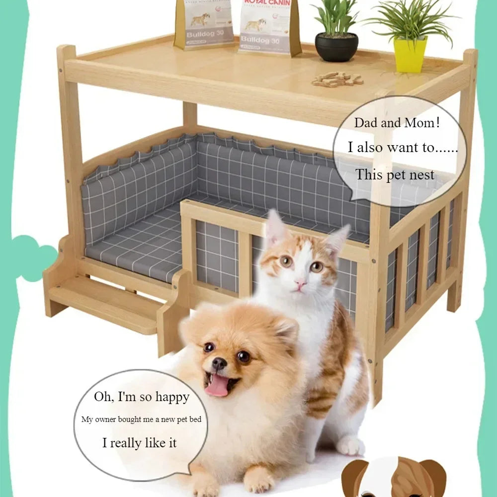 Simplicity Wooden Dog Bed Can Be Used As Bedside Table - YourGiftIdeasUK