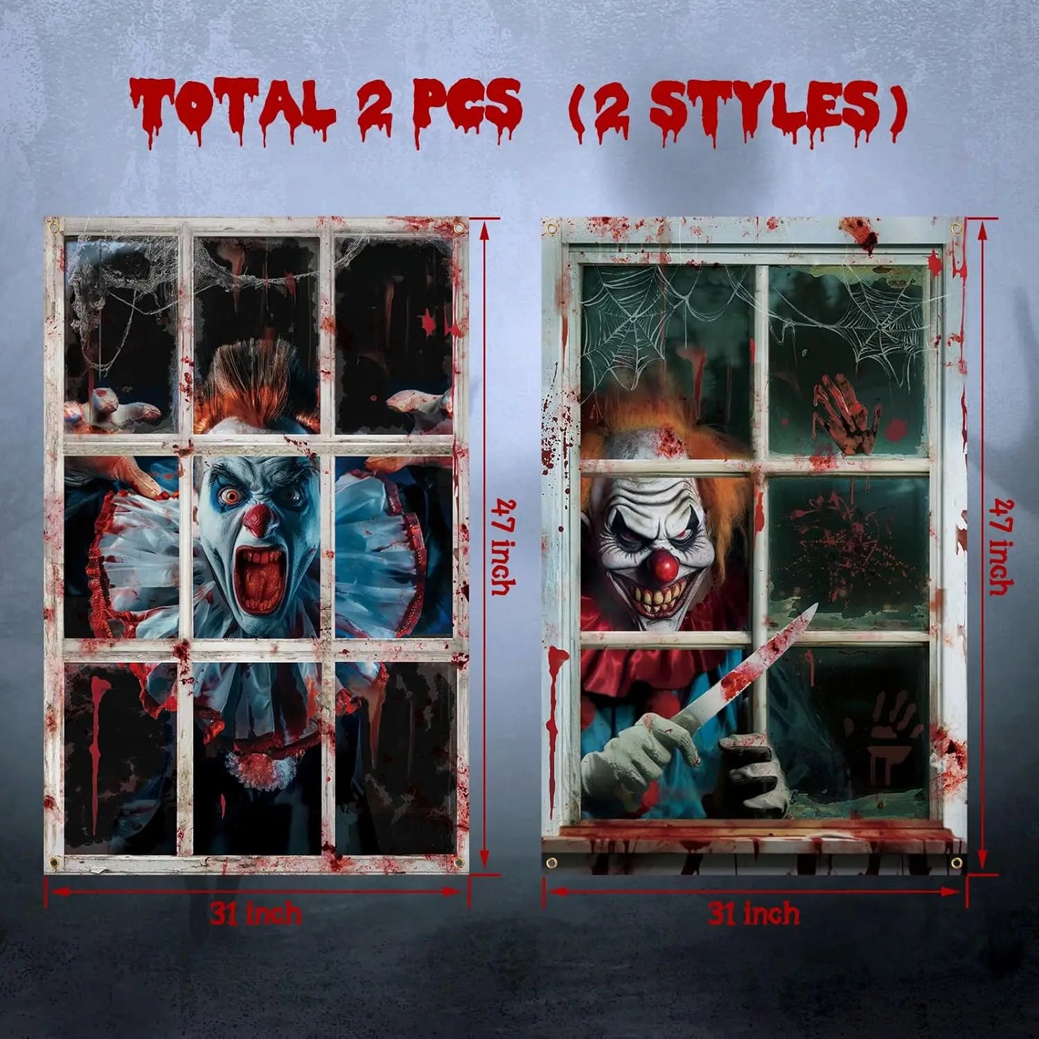 2 Pcs Scary Halloween Curtain Halloween Window Silhouette - YourGiftIdeasUK