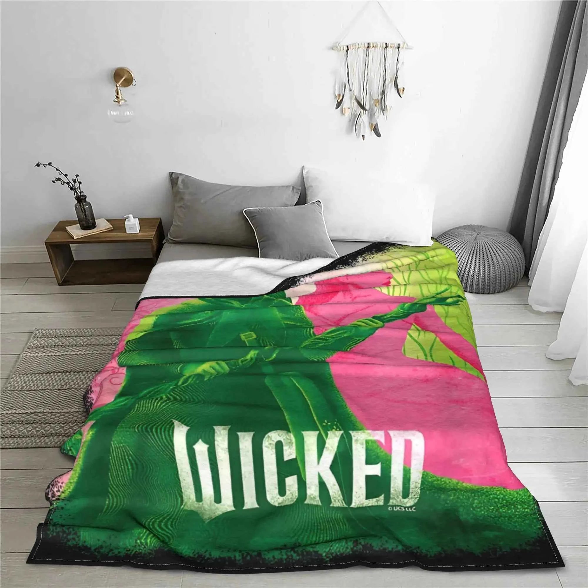 Wicked Elphaba & Glinda Tonal Blanket Magic Movie Flannel Throw Blankets Bedspreads Printed Soft Warm Multifunction Quilt