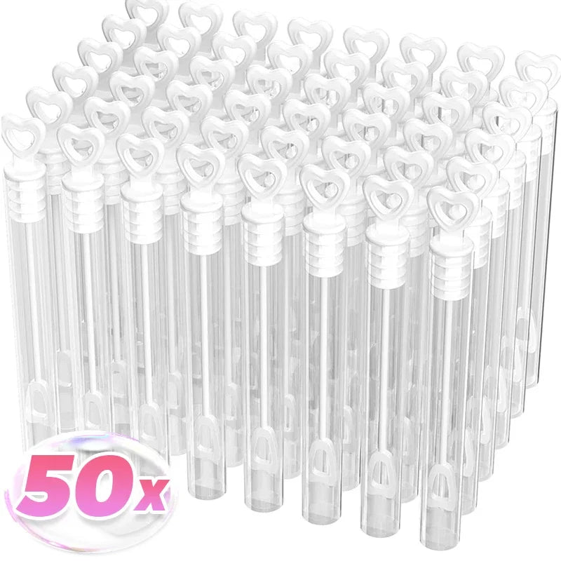100/10pcs Love Heart Wand Tube Clear Empty Bubbles Soap Bottles with Heart Handle Wedding Gifts for Guests Party Decor Kids Toys