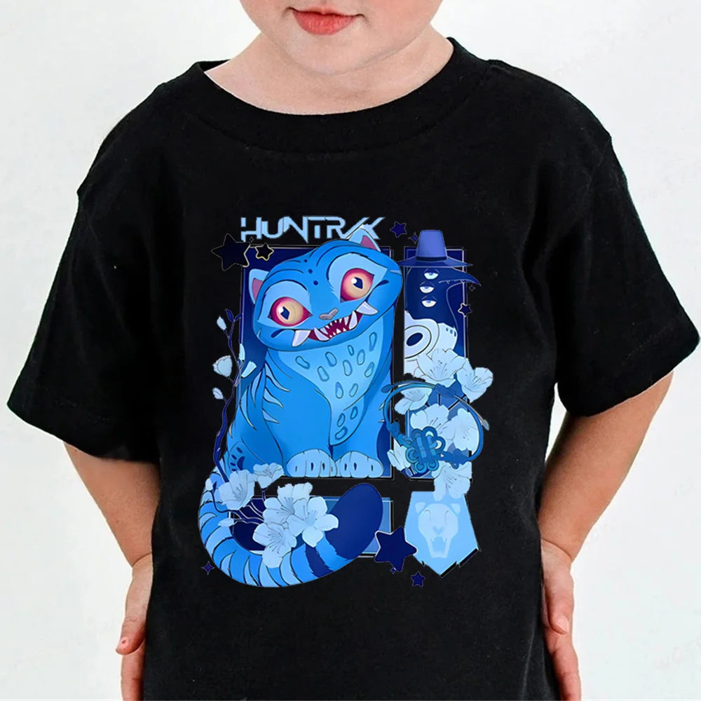 Huntrix Kpop Demon Hunters T-Shirt for Boys Girls Cotton Fans Gift Summer Crew Neck Short Sleeve Tees Fashion Kids T-shirt