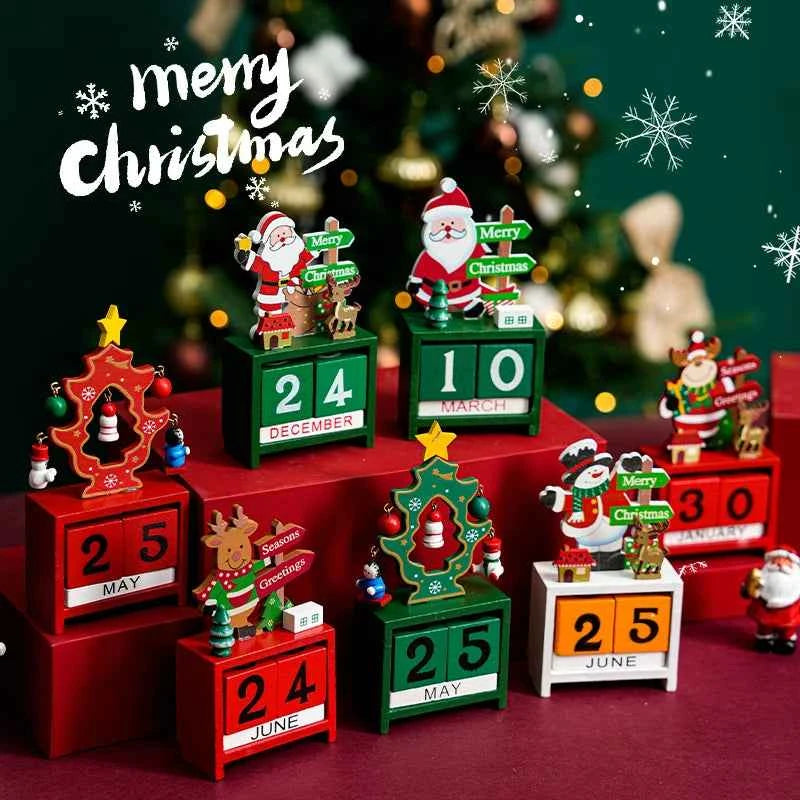 Christmas Advent Calendar Christmas Decorations Cute Snowman Elk Santa Claus Calendar Desktop Ornament New Year Gift Navidad