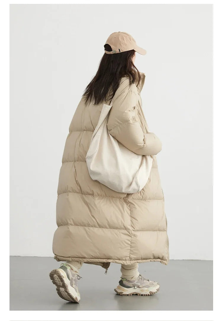 CHIC VEN Women Down Coats New Long Thick Warm Down Jackets Overcoat White Duck Down Loose Casual Jacket Autumn Winter 2023