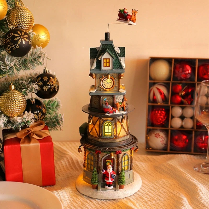 Delicate Christmas Music Box House Figurine with Led Light - YourGiftIdeasUK