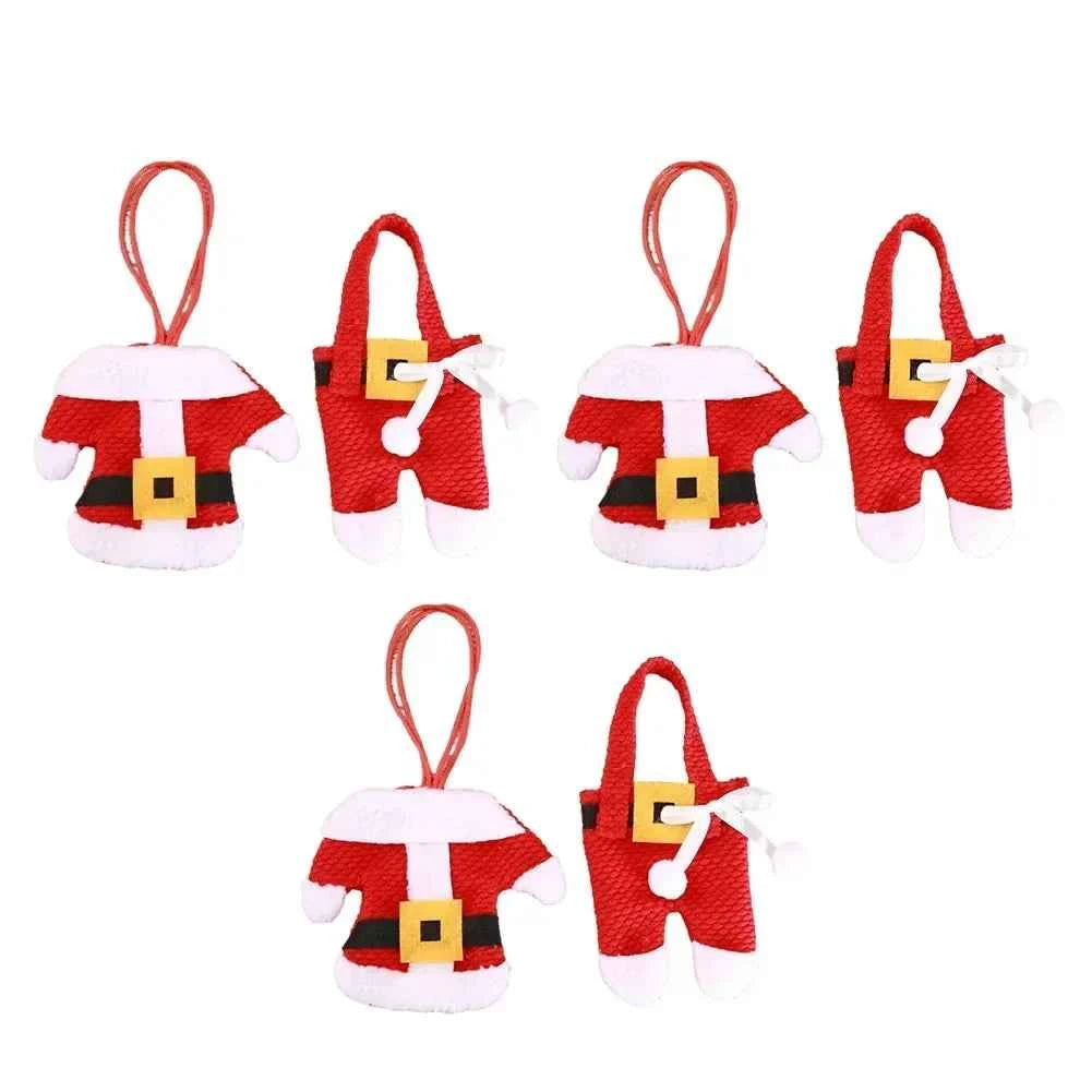 Enhance Your Dinner Table's Festive Atmosphere with 3 Sets of Spoon Fork Bag Skirt Pant Cutlery Holders Christmas Table Decor