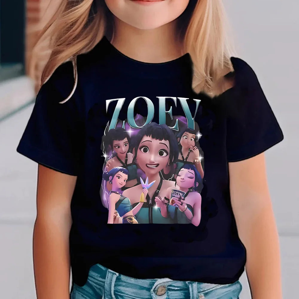 KPop Demon Hunters T-shirts for Children Anime Cartoon Short Sleeved Shirt Boys Girls Summer Fashion Top Kids Clothes Gifts