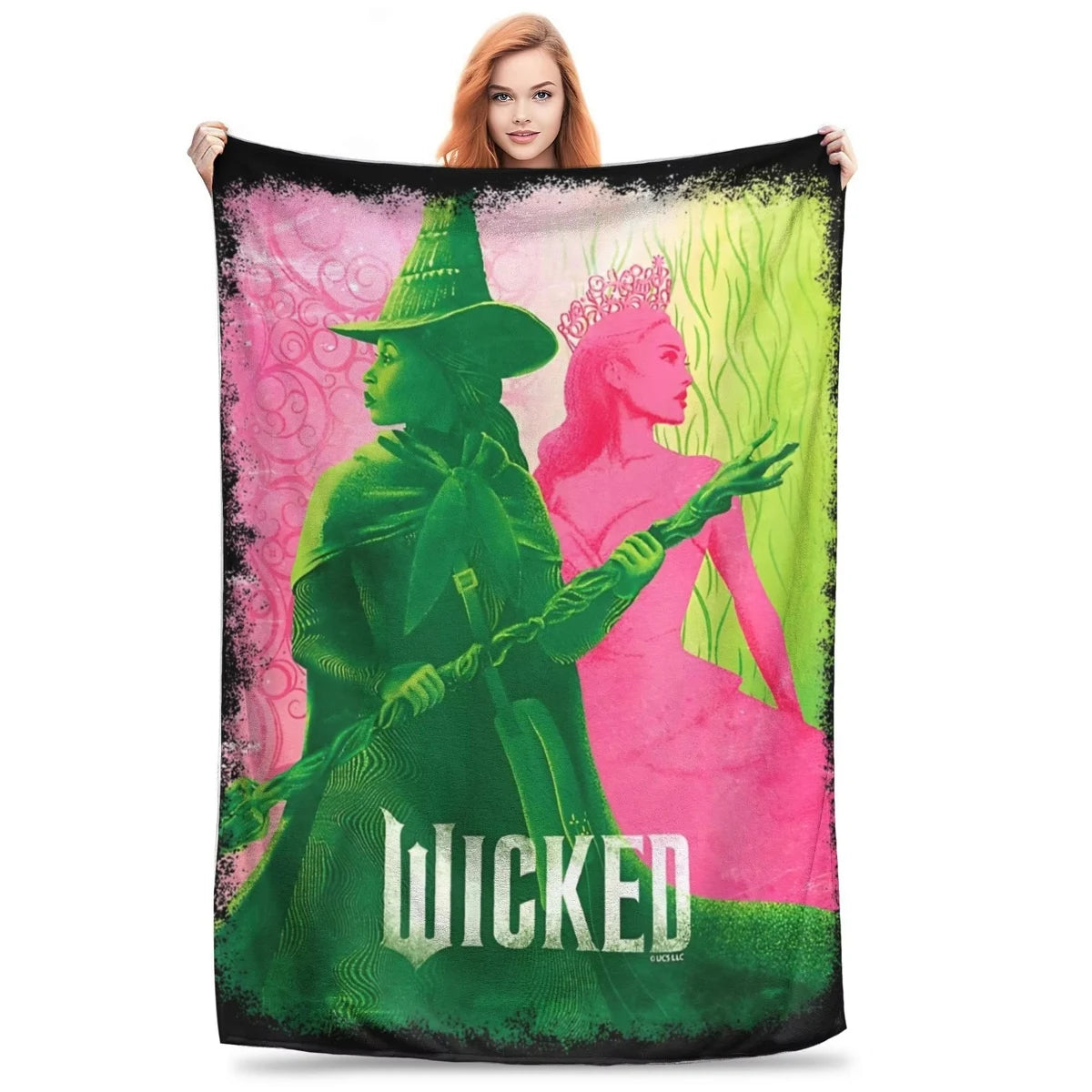 Wicked Elphaba & Glinda Tonal Blanket Magic Movie Flannel Throw Blankets Bedspreads Printed Soft Warm Multifunction Quilt - YourGiftIdeasUK