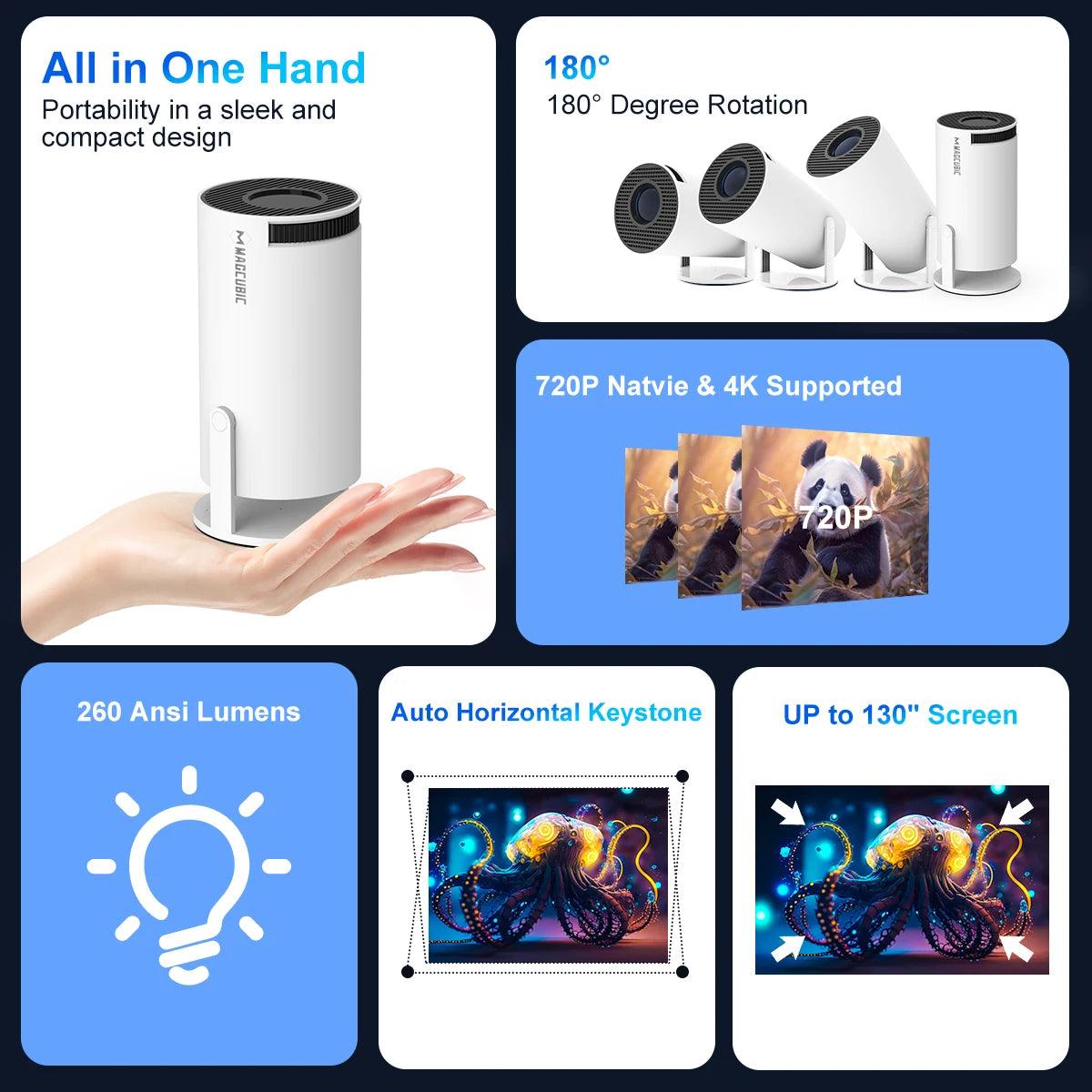 Magcubic Projector HY300 Pro 4K Android 11 Dual Wifi6 260ANSI Allwinner H713 BT5.0 1080P 1280*720P Home Cinema Outdoor Projetor - Your Gift Ideas
