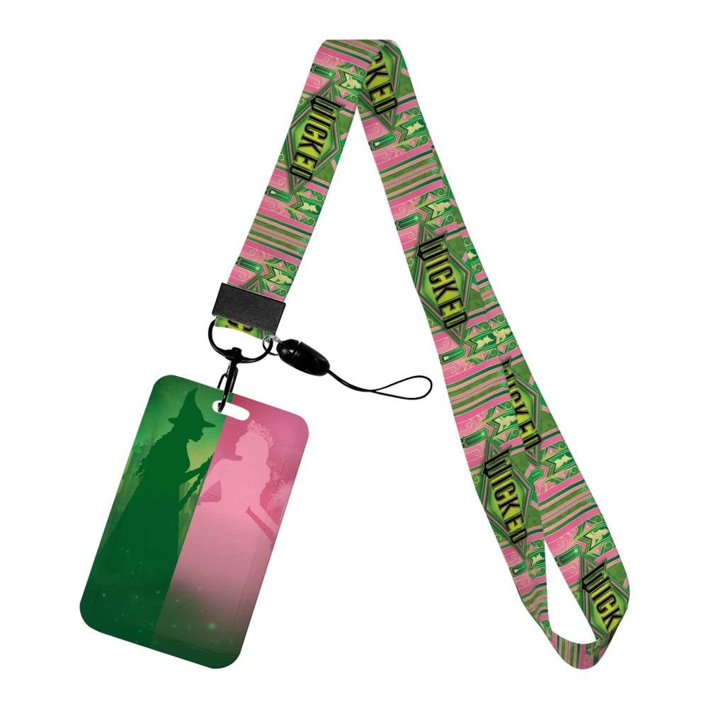 Wicked Glinda and Elphaba Women Lanyards ID Badge Holder Strap Work Card Bus Access Card Holder Keychains Accessories - YourGiftIdeasUK