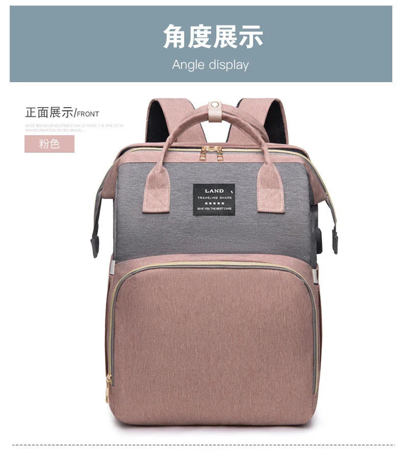 Multifunctional Mother and Baby Bag Mom Bag Bottle Backpack 2024 New Folding Sleeping Changing Bag Diaper Backpack