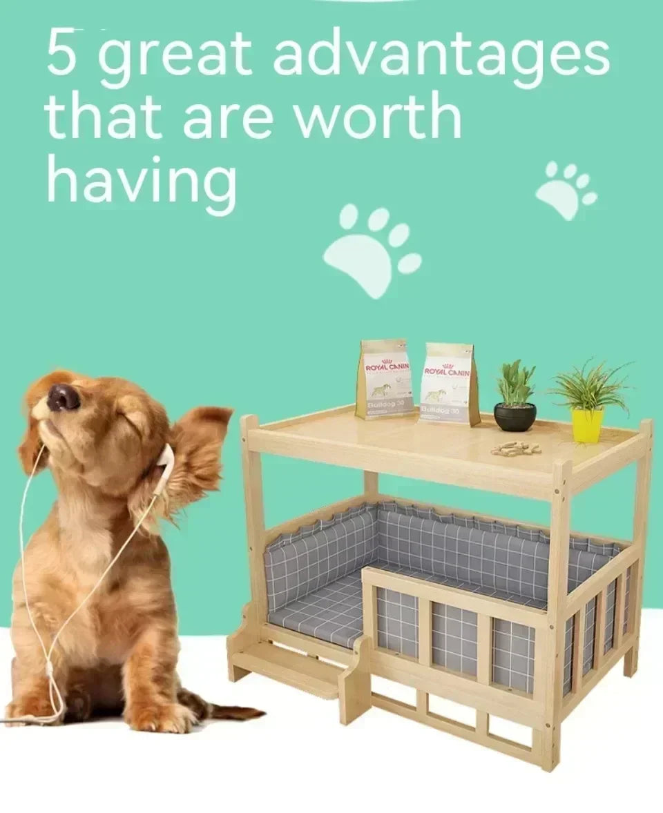 Simplicity Wooden Dog Bed Can Be Used As Bedside Table - YourGiftIdeasUK
