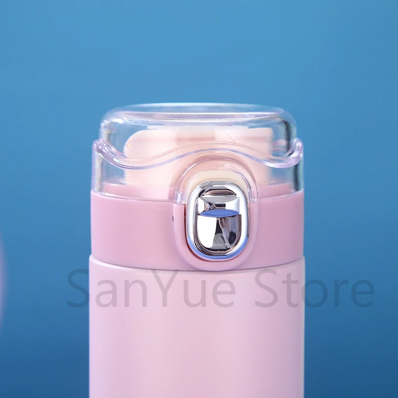 400Ml Water Bottle Cartoon Printed Thermos Cup Pocket Stainless Steel Thermal Coffee Mug Vacuum Insulated Flask Cup Kid Gift