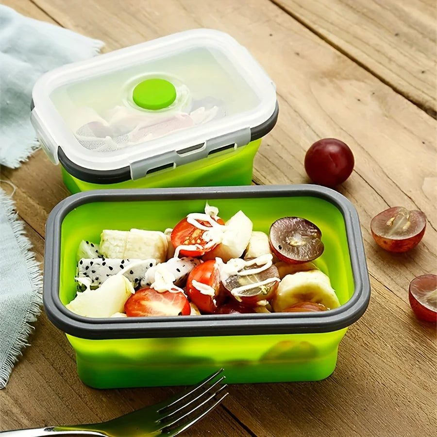 1/4pcs Collapsible Silicone Food Storage Container Stackable Space Saving Lunch Box Microwaveable Foldable Kitchen Accessories