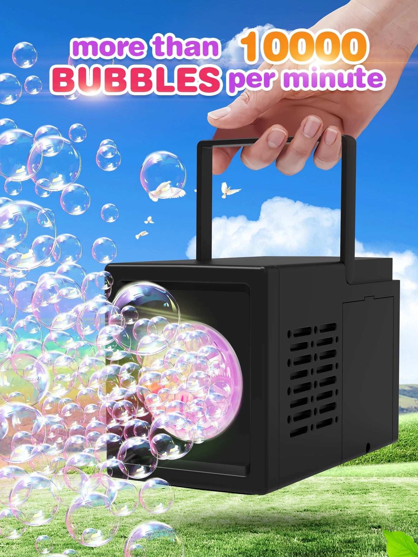10 hole fully automatic bubble blowing handheld electric bubble machine - YourGiftIdeasUK